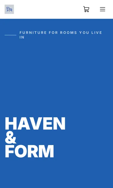 Haven & Form, an example store built on Btab, on a phone