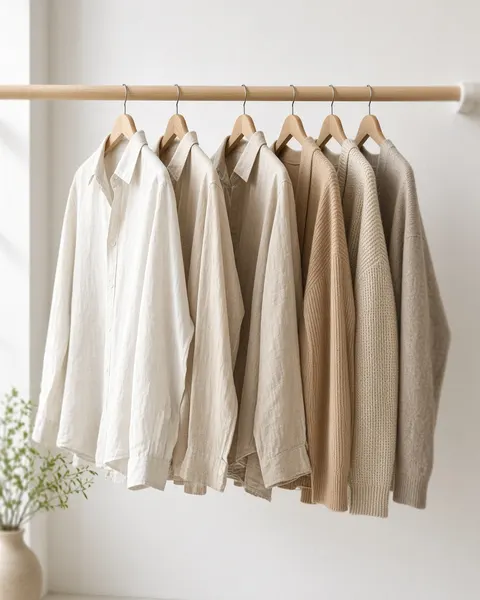 Linen shirts on a clothing rail
